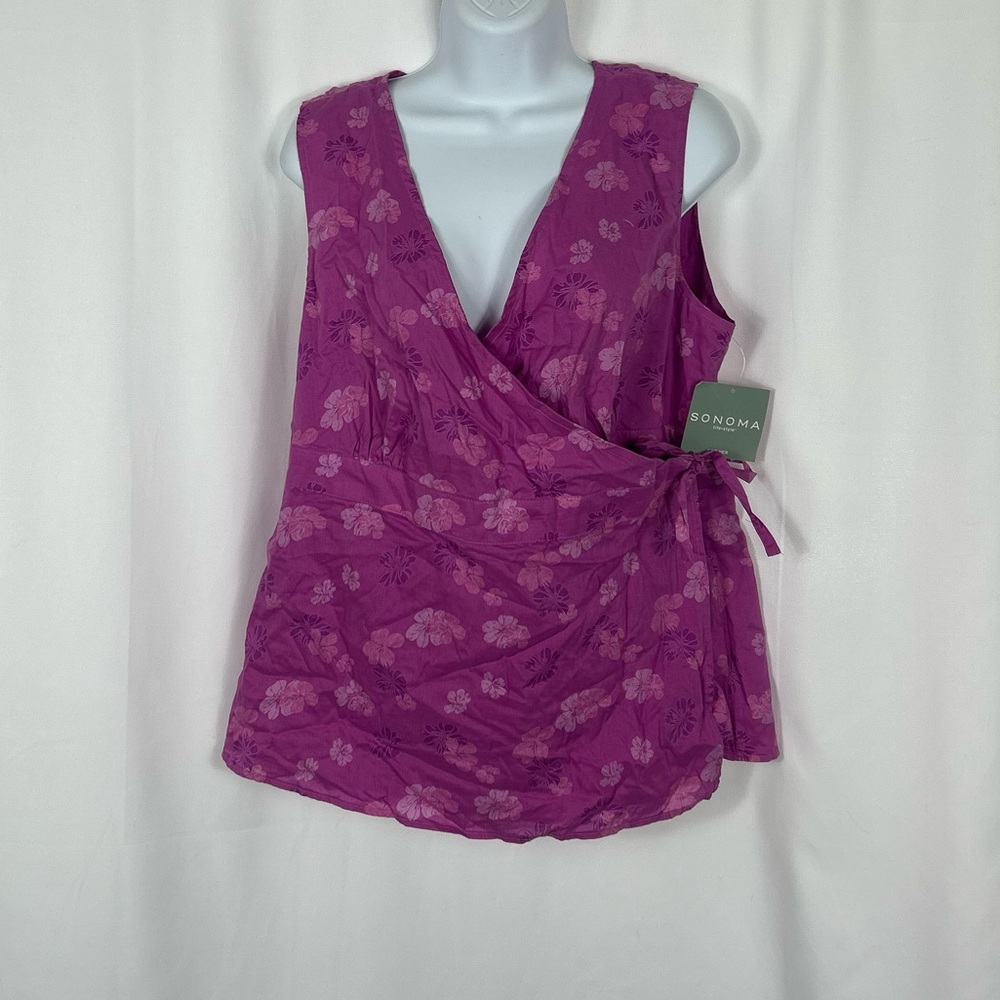 Sonoma sleeveless wrap top NWT L